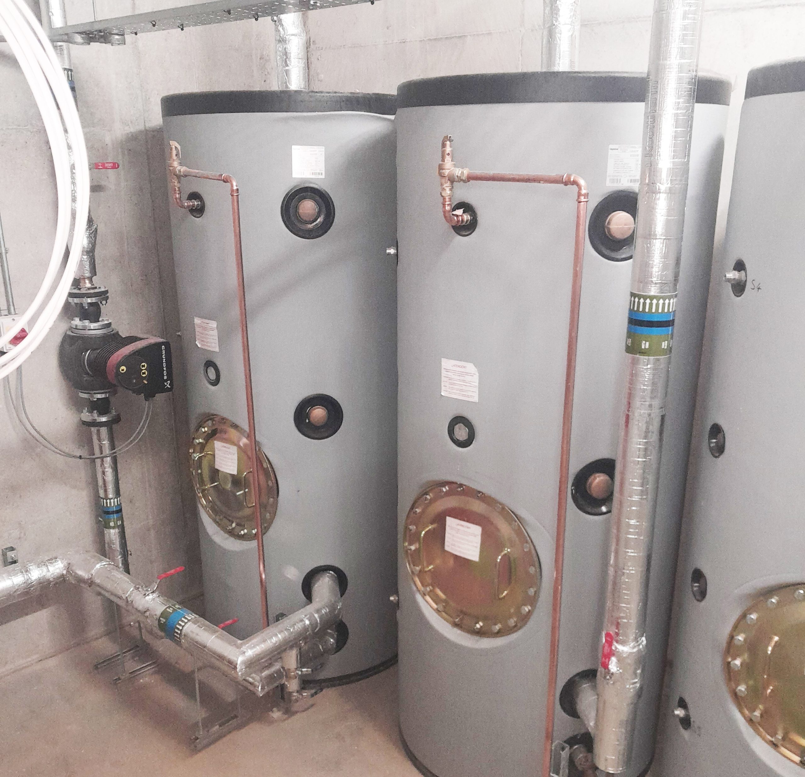 HWS Buffer Vessels in the Basement Plant Room